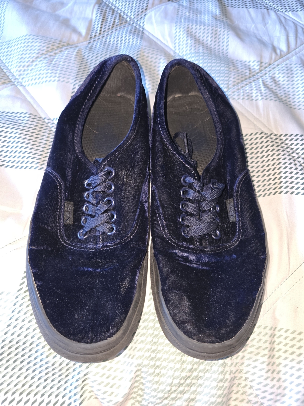Vans Navy Velvet Low-Top Sneakers